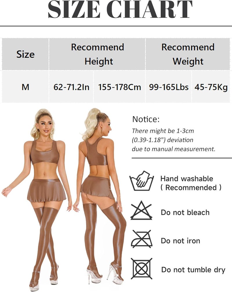 FEOYA Women’s Glossy Bras Oil Shiny Crop Tank Top Merallic Deep U Vest Tops for Club Party Cosplay - Image 2